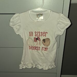 Lil Sister Biggest Fan White Kids Shirt